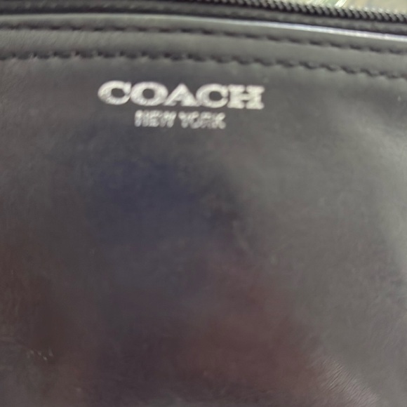 Vintage Coach Signature New York Silver Stamp Black Leather Wristlet - Picture 3 of 12